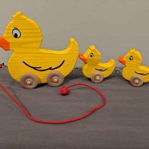 Wooden pull-along duck